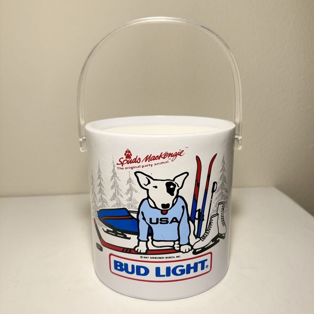 Spuds Mackenzie Bud Light Winter Olympics Ice Bucket Original 1987 Vintage